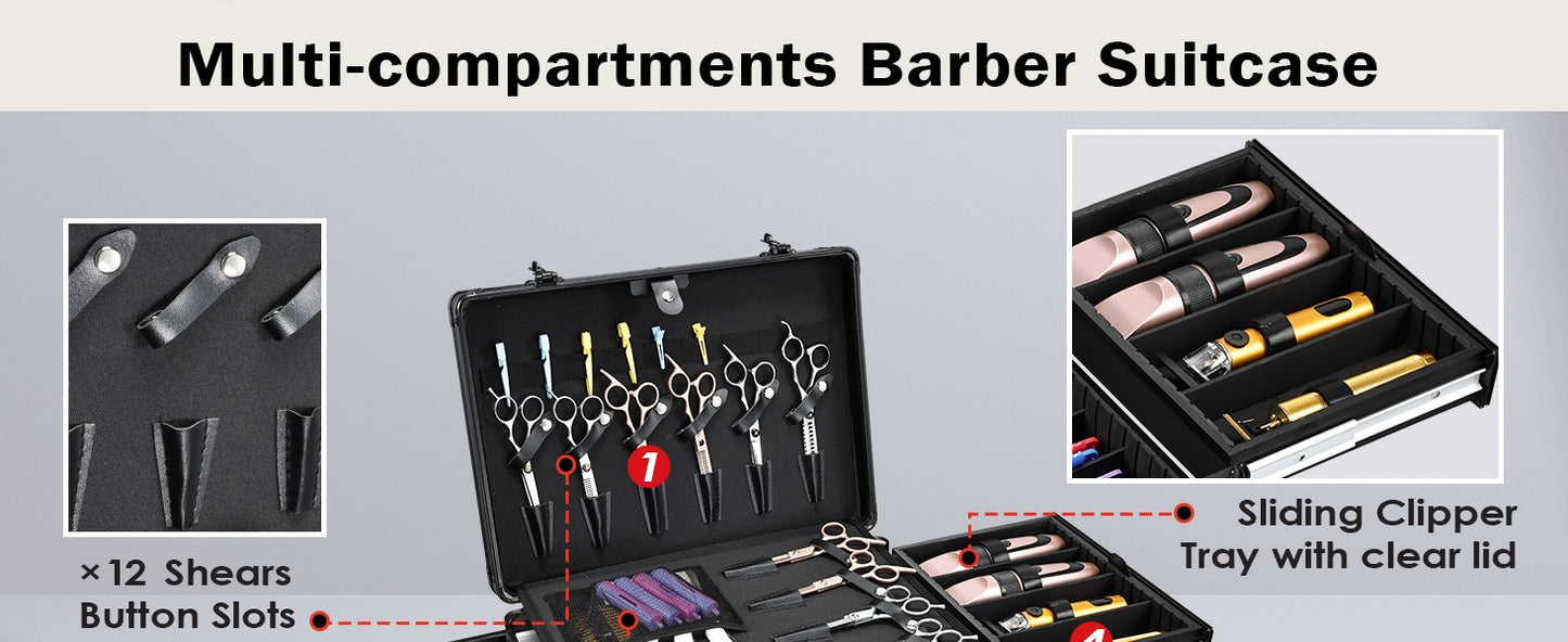 Professional Barber Supplies Hair Tool Organizer Travel Barber Case Barber Bags For Clippers And Supplies Carrying Suitcase