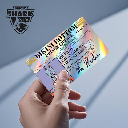 Magic Shark 2026 Chegada Nova Engraçado Fofo Desenho Animado Adesivo Holográfico Película a Laser Pele Brilhante para Cartão de Débito Crédito Banco