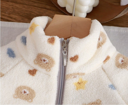 Autumn Winter Kids Thick Fleece Pajama Sets  Korean Cartoon Toddler Girls Fashion Plush Warm Outfits 1-4Y Boys Home Wear Suit