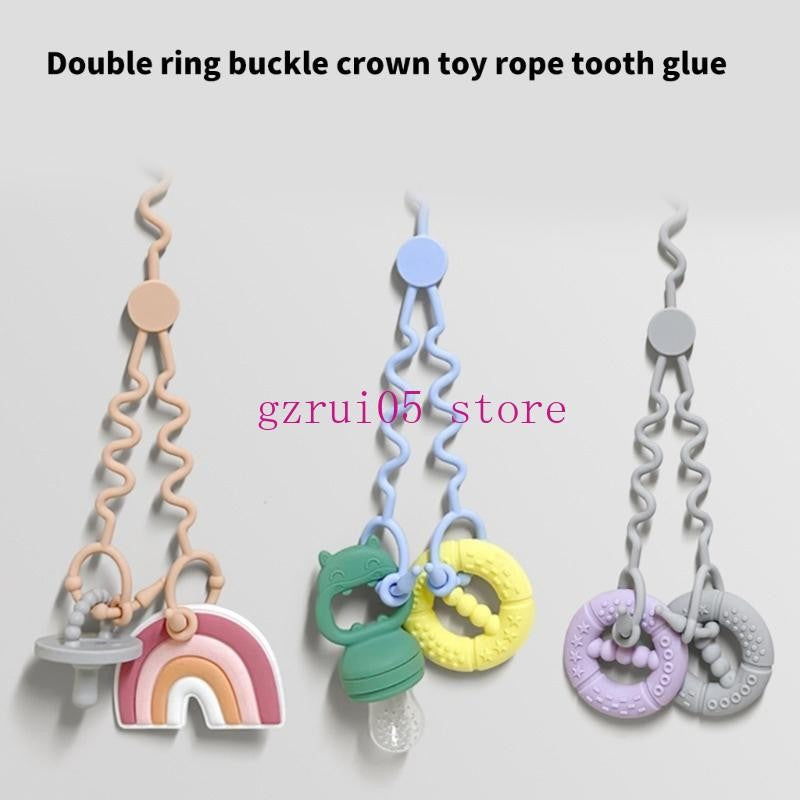 W89E Silicone Pacifier Chain Teething Toy Lanyard Rope Drop Prevention Baby Pacifier Holder Leash Infant Nursing Essential