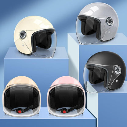 Unisex Comfortable & Ventilated Electric Riding Lens Helmet for Four Seasons, Adjustable Safety Motorcycle Helmet - 1 Piece