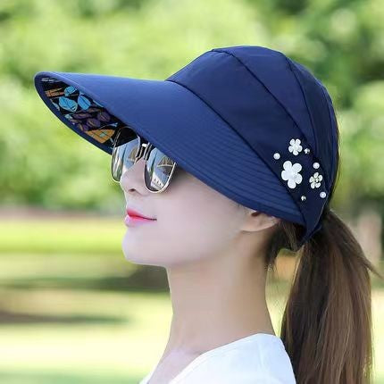 Summer Sun Protection Folding Sun Hat For Women Wide Brim Cap Ladies Beach Visor Hat Girl Holiday UV Protection Sun Hat