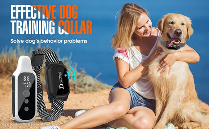 Coleira de Adestramento Digital para Cães 800m à Prova d'Água Recarregável com Controle Remoto para Todos os Tamanhos de Cães com Tela LCD Choque Vibração Som