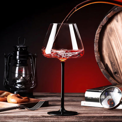 Copo de vidro transparente com base preta e pé alto, taça de champanhe criativa, taças de vinho, copo de coquetel, utensílios de vinho domésticos