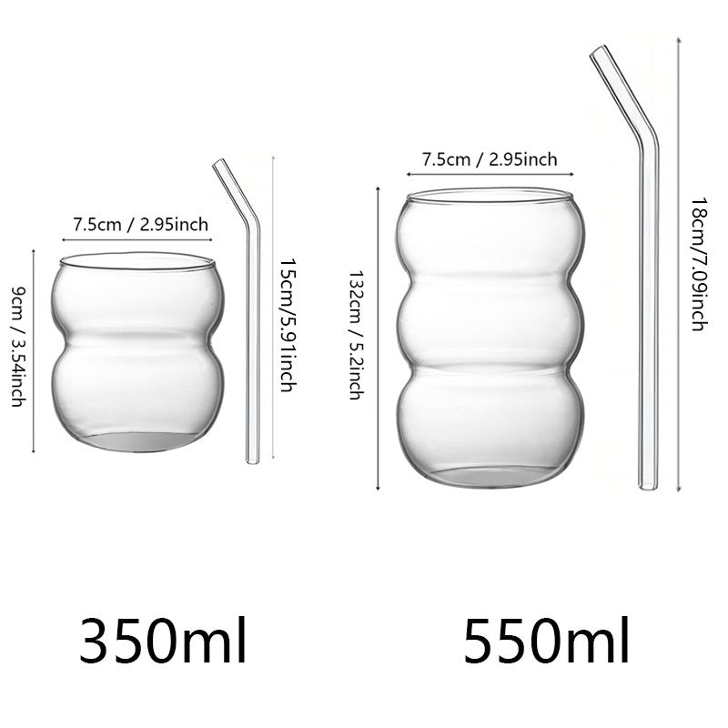 Copo de Vidro Transparente 350/550ml Copo de Café Gelado Com Canudo Copo de Sobremesa Suco Leite Caneca de Copos de Coquetel de Festa Xícara de Chá