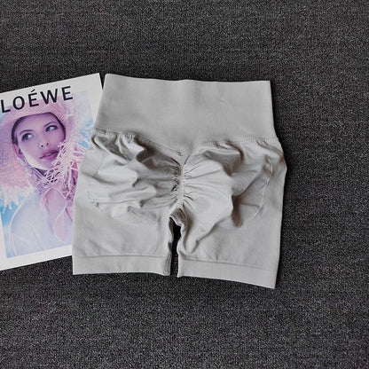 Yoga Shorts Peach Hot Girls Three-Cross Pants High Waist Knitted Pressure Running Sport Elastic Belly Lifting Butt Tight Pants