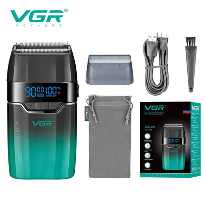 VGR Face Shaver 9000 RPM Foil Shaver LED Electric Shaver Professional Beard Trimmer Reciprocating Shaving Machine for Men V-308