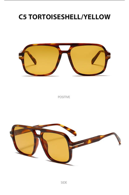 3507 Double Bridge Square Aviator Sunglasses - UV400 Vintage Pilot Style, Retro Classic Sun Glasses for Men Women Unisex 411240