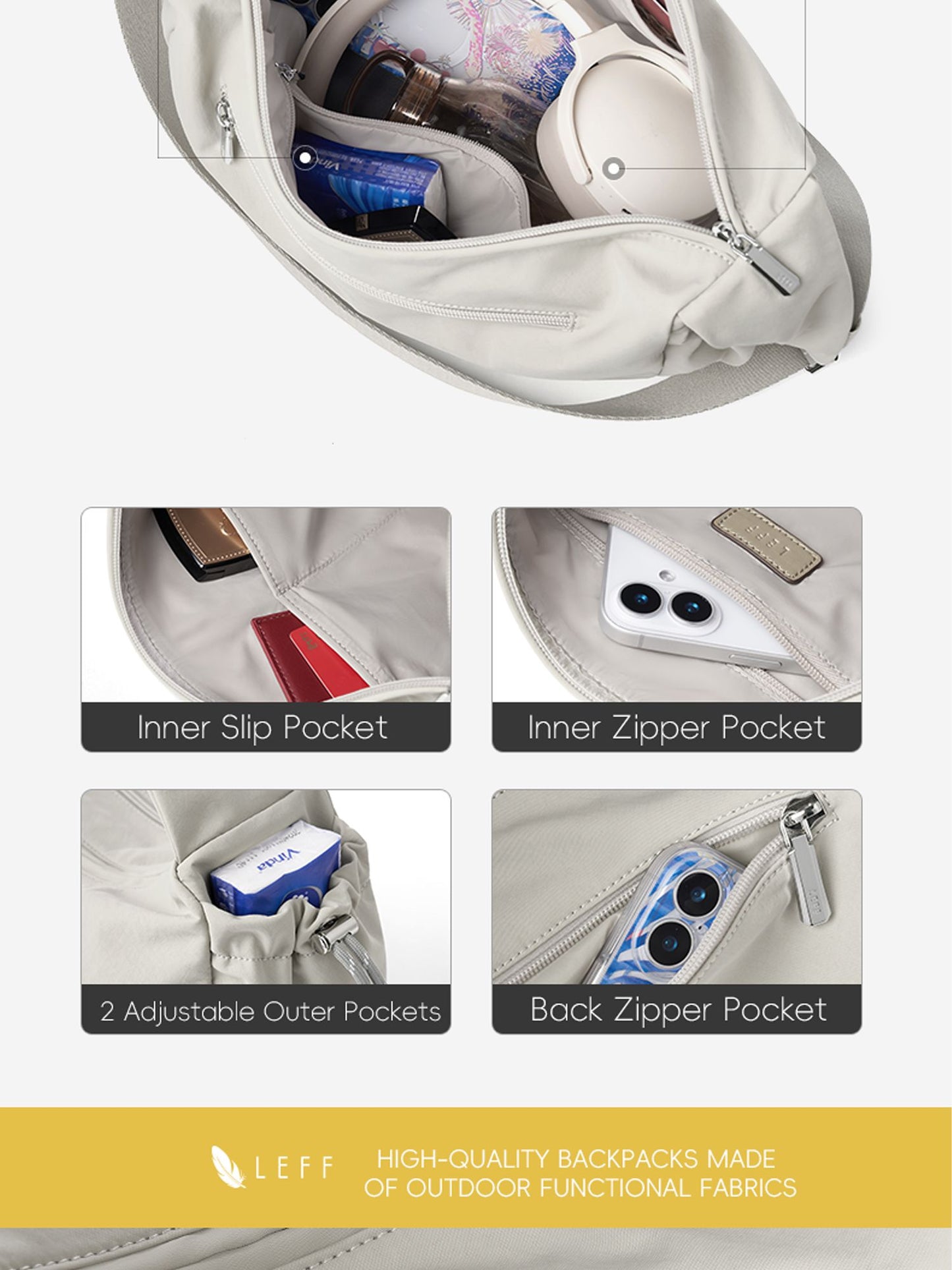 LEFF Fashion Women Crossbody Bag High Quality Nylon Commuting Bags Waterproof Outdoor Travel Shoulder Bag New Causal Female Bags