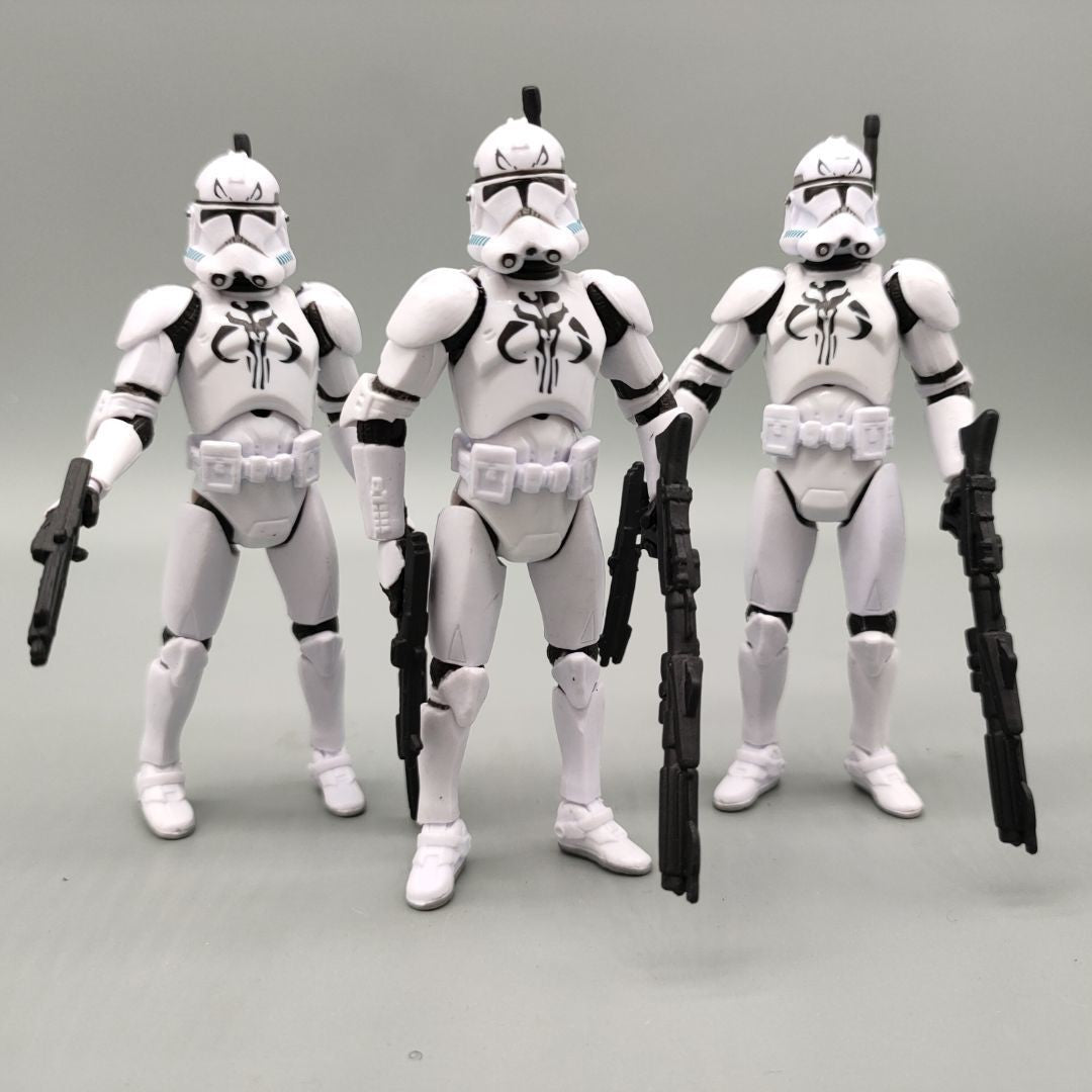 Lote de 3 Bonecos Soltos Star Wars Elite Force 501st 442nd Shadow Utapau Gree Shock Battalion Trooper 3.75" Coleção