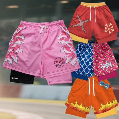 New Gym Double-layer 2-in-1 Men's Sports Shorts with Sweat Absorption Quick Drying Breathable Outdoor Running Fitness Shorts