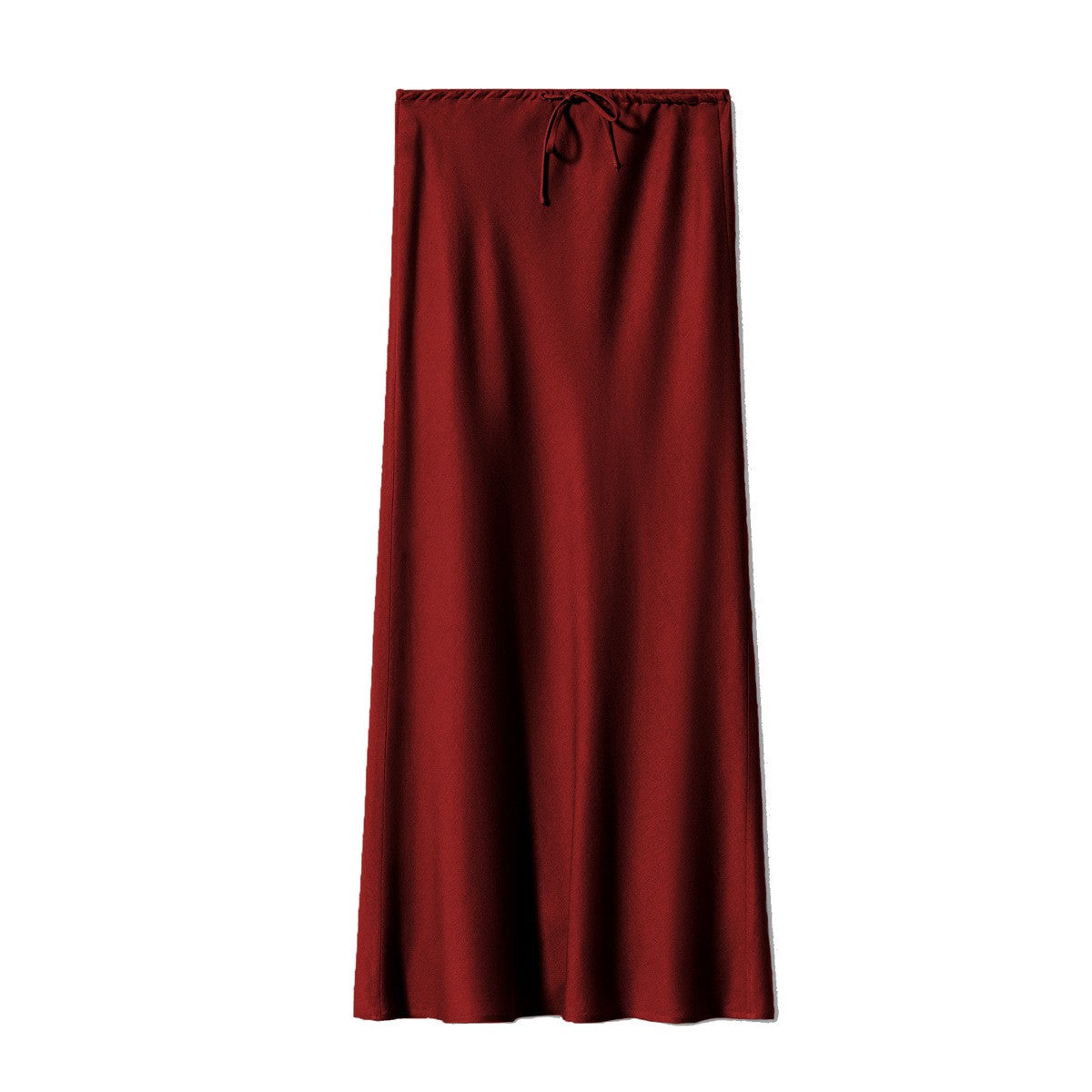 New In 2025 Spring Summer Solid Color Satin Long Skirt For Women High Waist Lace