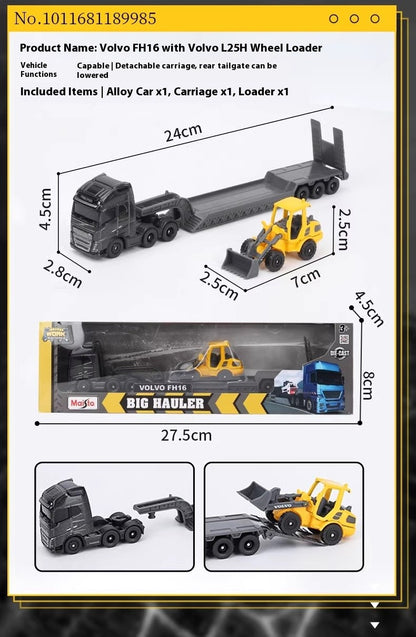 Maisto 1:64 Scania 770S Volvo FH16 Transporte Pesado Liga Modelo Veículo de Engenharia Coleção Presente para Meninos Colecionadores Brinquedo