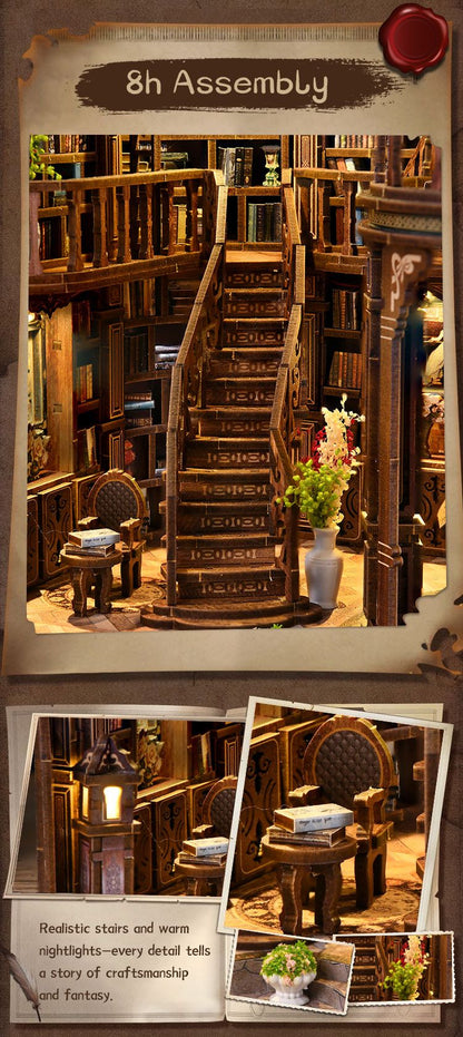 3D Retrô Sonhador Sala de Livros DIY Casas de Madeira em Miniatura Kits Decoração de Mesa para Adultos Presentes de Natal Artesanais