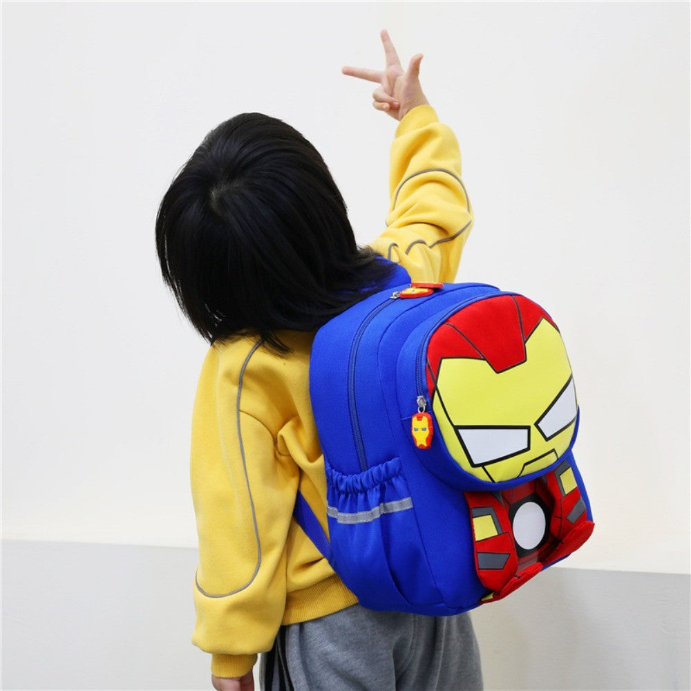 Mochila Infantil Escolar de Capitão América Homem Aranha Homem de Ferro Fofa Desenho Animado para Meninos Leve para Jardim de Infância