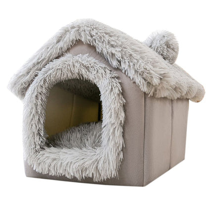 Casinha de Cachorro Grande Interna Macia Confortável, Cama para Filhotes Removível, Toca para Cães Pequenos, Tapete Quente de Inverno para Dormir, Portátil