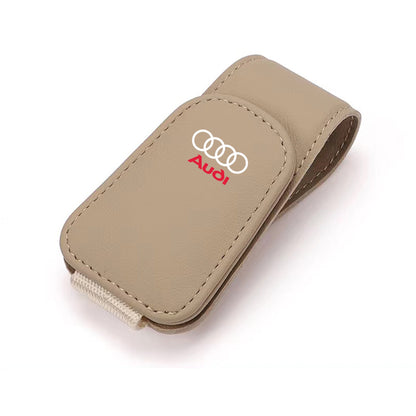 Carro Óculos De Couro Clipe Protetor Solar Óculos De Sol Caixa De Cartão Para Audi Quattro Sline A3 A4 A6 A5 Q5 A1 Q7 Q3 Q2 Q8 A7 A8 TT S1 SQ5