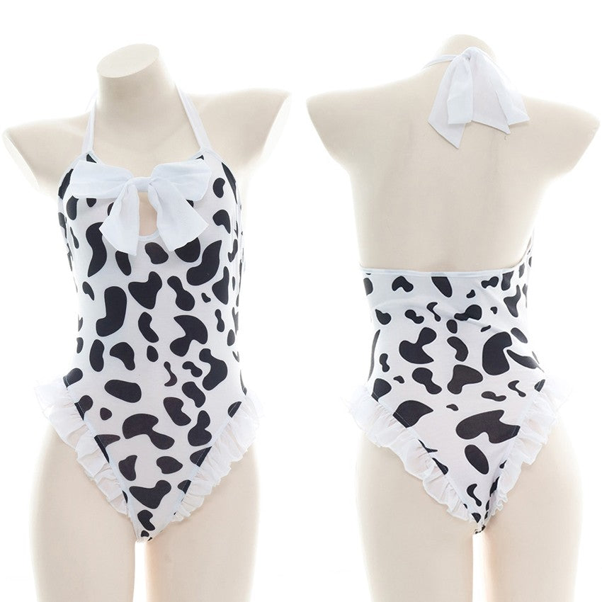 AniLV Cow Series Swimsuit Bodysuit Bikini Maid Unifrom Costume Summer Beach Kawaii Girl Swimwear Skirt Uniform Set Cosplay