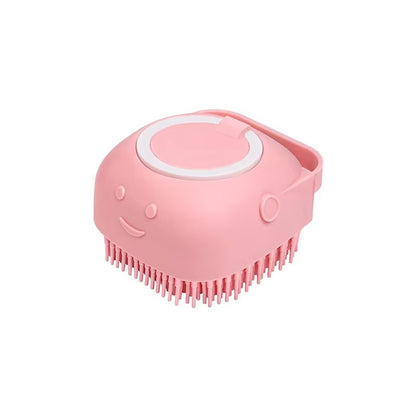 Escova de Banho para Animais de Estimação em Borracha Macia de Silicone com Reservatório de Shampoo Integrado Desembaraçadora e Autolimpante para Cães e Gatos Escova de Banho