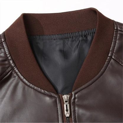 2025 Spring Men's Casual Leather Jackets Solid Stand Collar Zipper Motorcycles PU Outwear Male Autumn Fashion Moto Biker Jacket