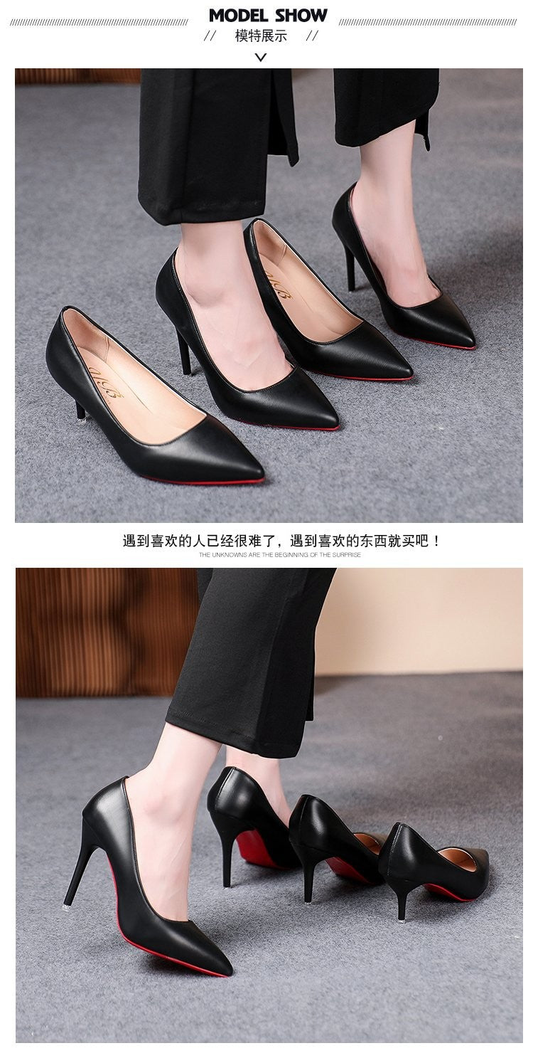Sexy Fashion Red Sole Women's Pumps Matte Leather Stiletto Heels Shoes Classic Black Career Work Dress Shoes Ladies High Heels ?