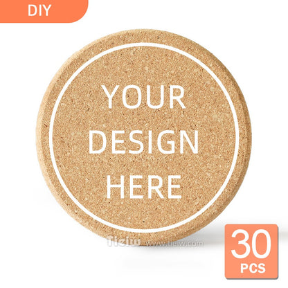 30pcs Personalized Cork Coasters-Tieiw Design-Wedding Favor for Guests Party Bridal Shower Corporate Engraved Coaster Gifts Bulk