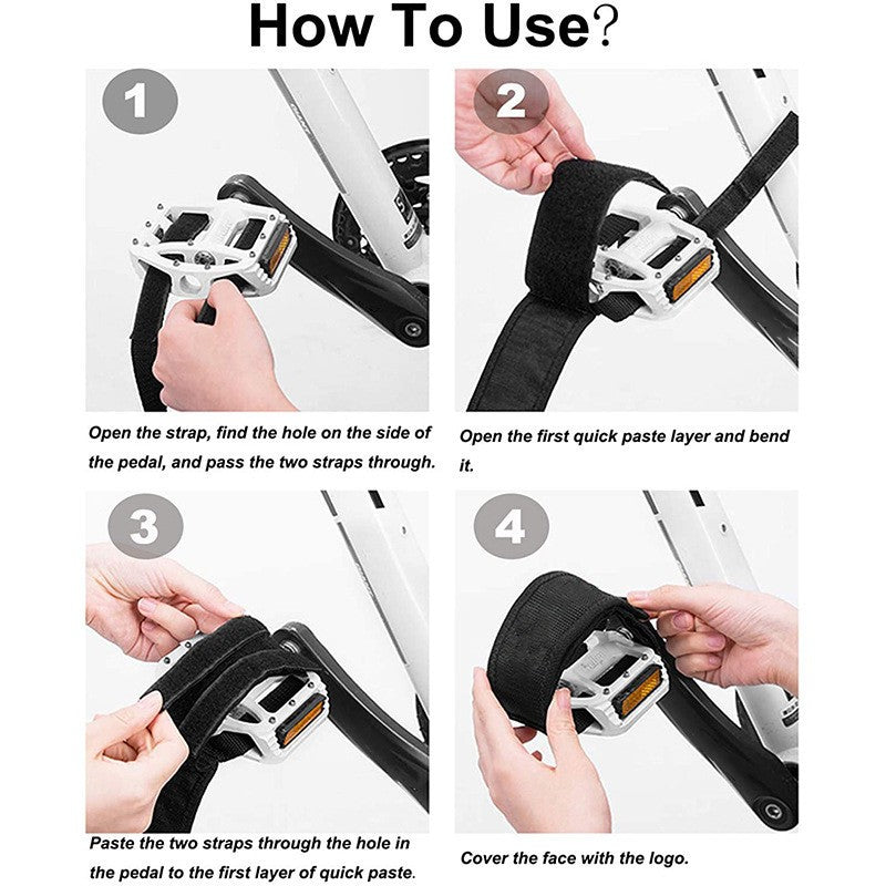 1 Pair Adjustable Bike Pedal Straps - Nylon Backing for Fixed Gear/Road/MTB, Non-Slip Toe Clip Belt Cycling Accessories