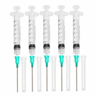Seringa Luer de 1/3/5/10ML com Agulha de Ponta Romba de 14-25Ga 1,5" e Conjunto de Tampa de Agulhas de Distribuição de Aço Inoxidável para Mistura de Líquidos