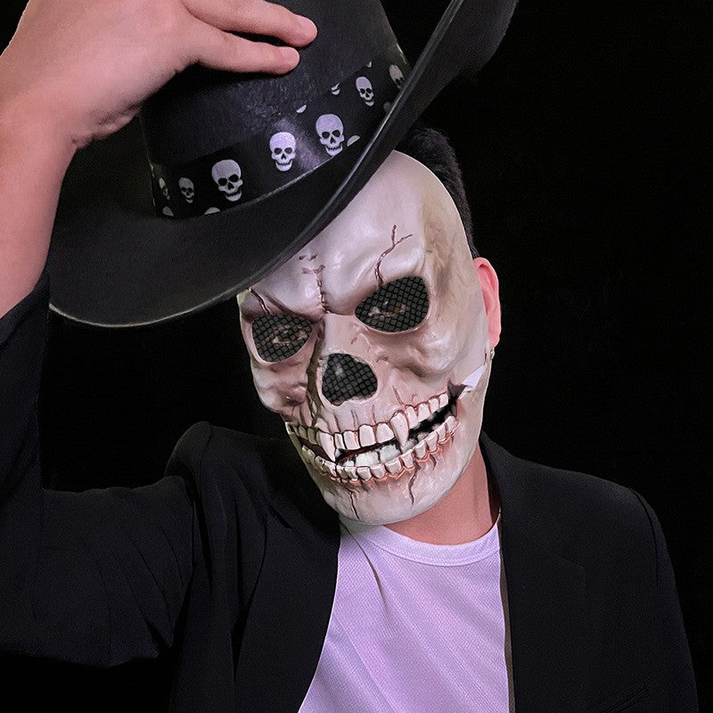1pcs Moving Mouth Skull Mask Halloween Movable Props Scary Horror Character Props Halloween Holiday Party Masquerade Decoration