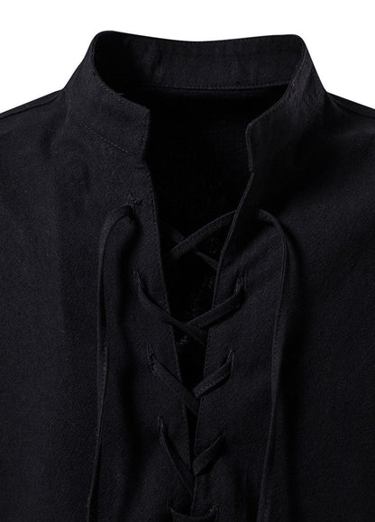 Men's Renaissance Shirt Pirate Medieval Viking top Cotton Linen Shirts Men Long Sleeved Halloween Costume