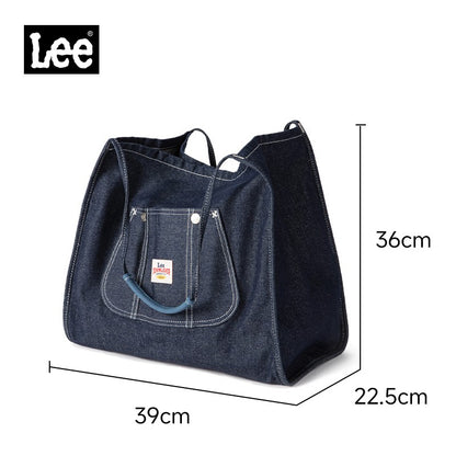 LEE Large Capacity Strong Denim Tote Bag Women High Quality White Canvas Handbag Ladies Daily Traveling Shopping Shoulder Bags