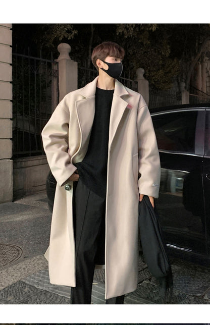 Men Fashion Winter Jacket Coats 2024 Thicken Wool Blends Coat Mens Oversized Overcoat Male Streetwear Warm Long Coat Q38