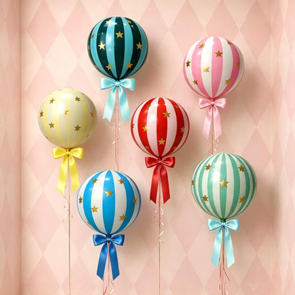 Pink 32 inch Digital 4D Striped Star Foil balloon Set, Ribbon Suitable for Birthday Parties, Showers, Anniversaries, Christmas