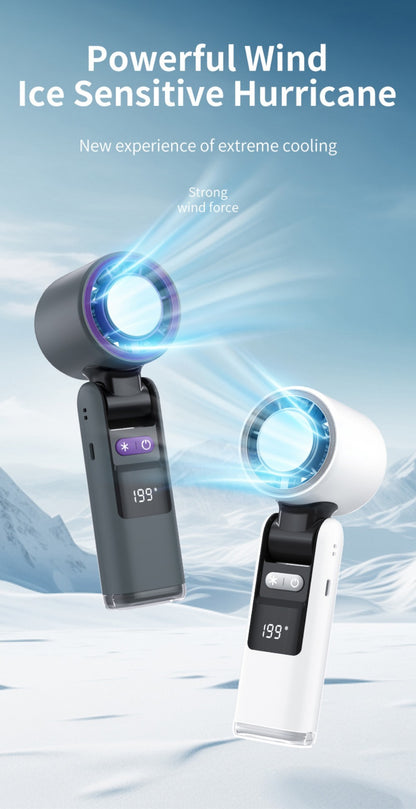 Mini Handheld Turbo Fan Foldable Design 1-199-Speed Wind 4000mAh Rechargeable Digital Display Protable Pocket Fans for Outdoor