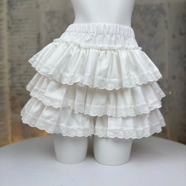 Korean Style White Lace Trim Mini Skirt for Women Summer New Sweet And Cool Spicy Word Short Skirt Pure Color No Decoration