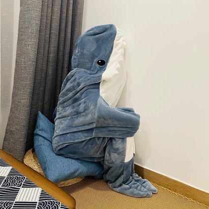 Shark Sleeping Bag Shawl Hooded Flannel Blanket Homewear Clothes Cartoon Pajamas Office Nap Animal Jumpsuit  For Children Adult