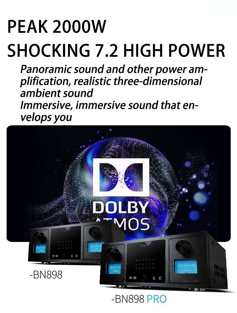 Conjunto de áudio Bluetooth de home theater com rede inteligente e 7.2 canais Balenald Dolby Atmos de última geração
