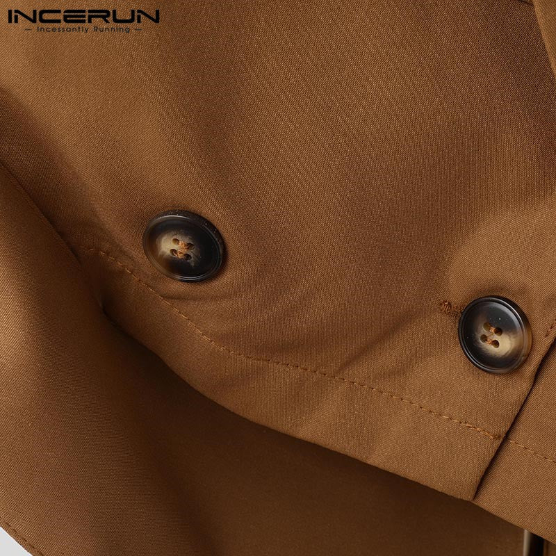 Fashion Well Fitting Tops INCERUN New Men Deconstruct Metal Buckle Suit Coat Casual Streetwear Cropped Long Sleeved Blazers 2025