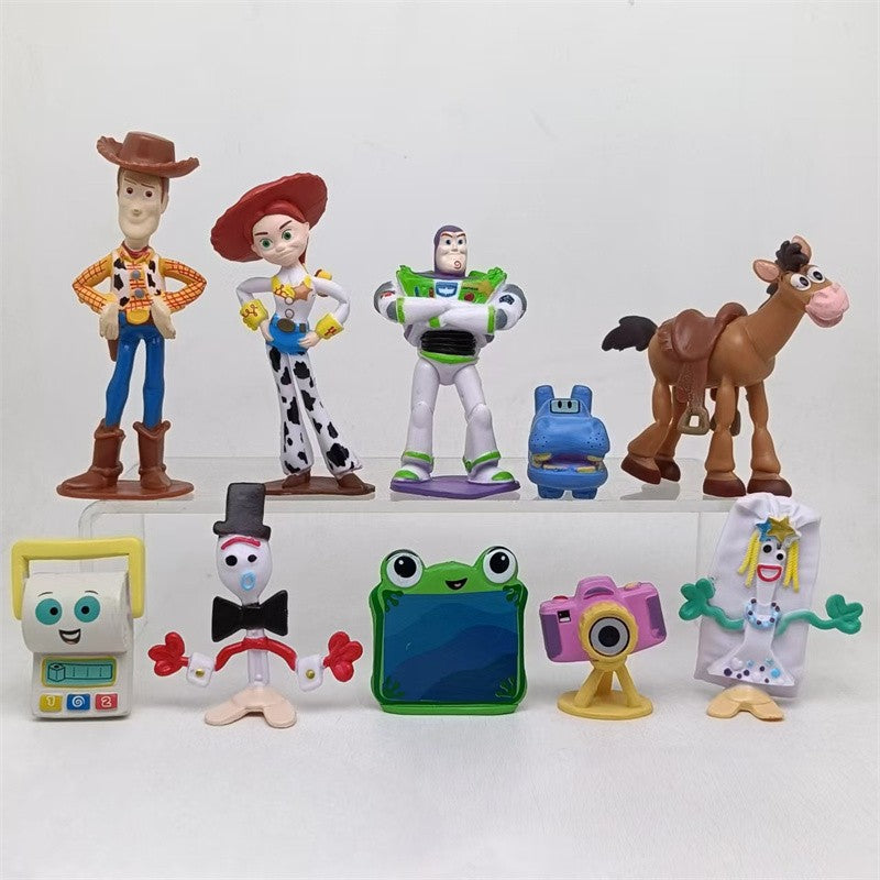 Hot 10pcs/set Movie Cartoon Toy Story 5 Jessie Woody Buzz Lightyear Forky Lilypad Smarty Pants Action Figure Model Toys Gifts