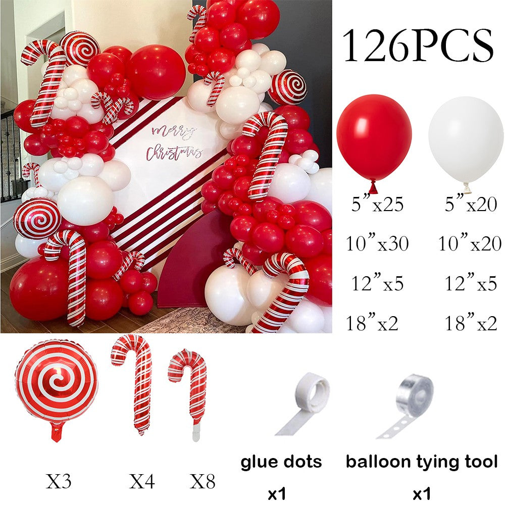Christmas Balloons Garland Red White Balloon Arch Kit Xmas Candy Cane Foil Globos Christmas Home Birthday Party New Year Decor
