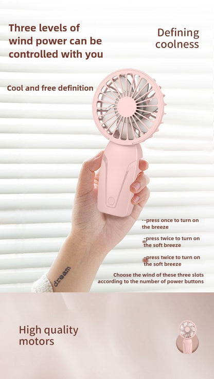 Portable Handheld Small Fan ABS Lightweight Cute Appearance USB Rechargeable Mini Fan for On Go Cooling Portable Mini Pocket Fan