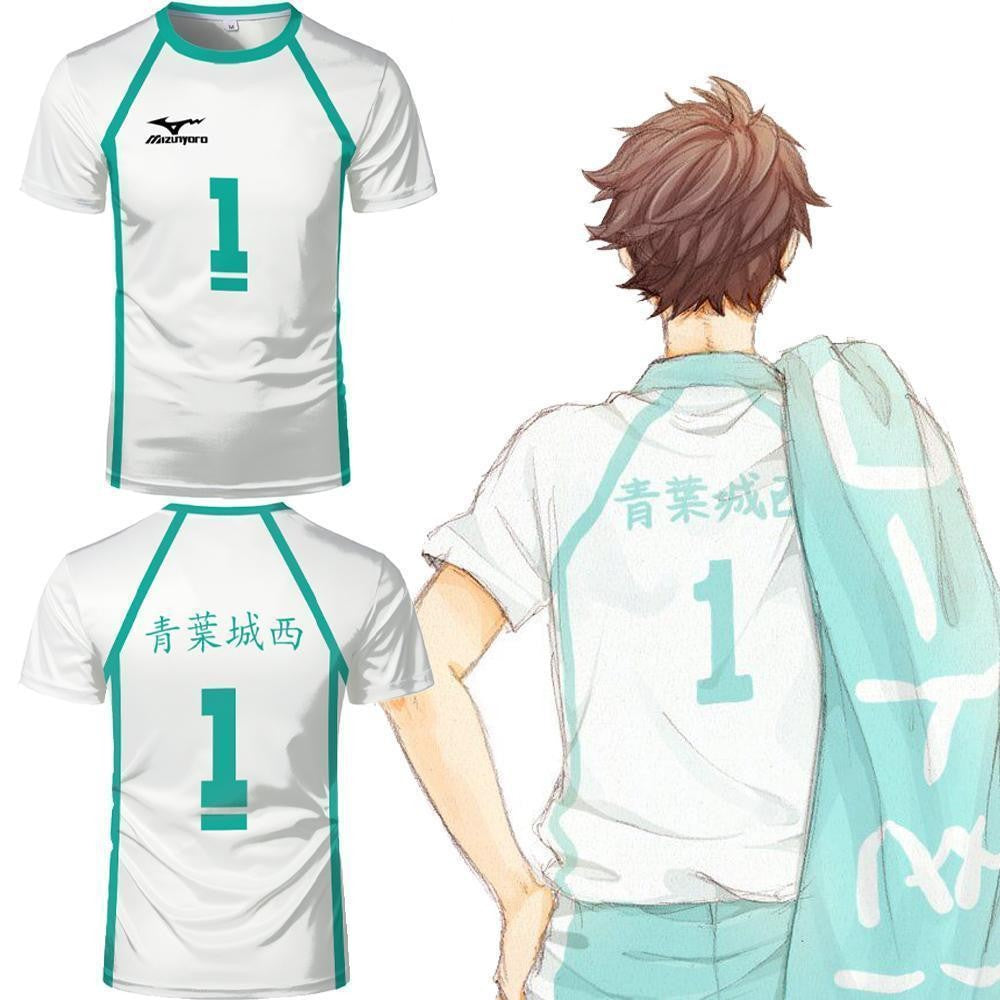 Popular Anime Haikyuu Tetsuro Oikawa Cosplay Costume Aoba Josai High School Volleyball Uniform For Men And Women Crew Neck Top