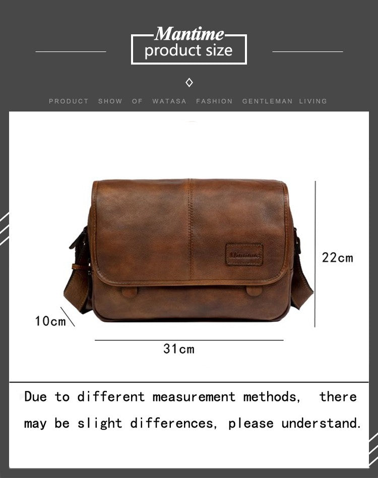 Leather shoulder bag men's messenger bag casual men's bag tide brand high-capacity leather messenger bag tooling backpack.