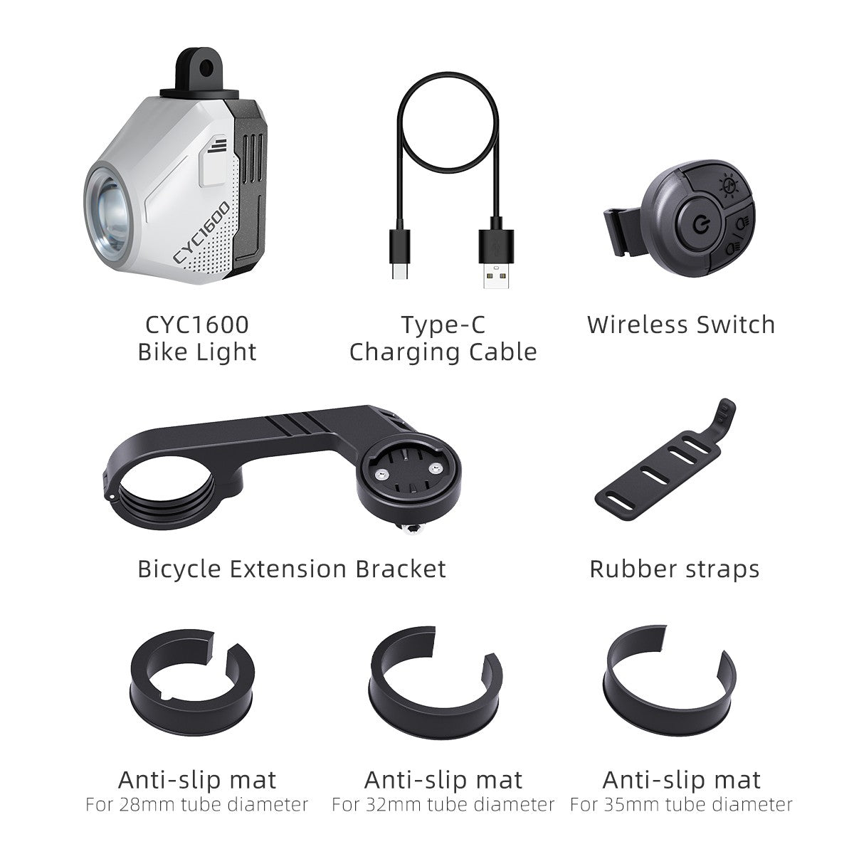 CYCLAMI Hanging Bike Headlight GoPro Ultra Bright Wireless Remote Front Lamp MTB Road High Brightness White CYC 1600 Lumen Light