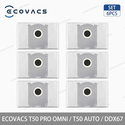 Acessórios para Aspirador Robô ECOVACS T50 PRO OMNI / T50 AUTO / DDX67 Escova Principal Escova Lateral Filtro Hepa Pano de Limpeza Saco de Pó Peças
