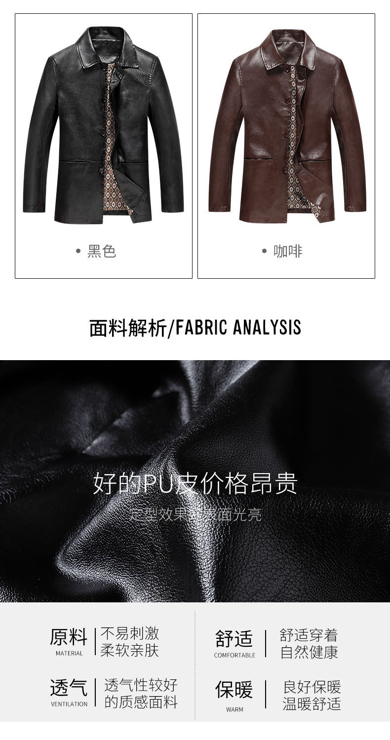 2025 Men's Soft PU Leather Jackets Business Office Coats Breathable Solid Male Faux Leather Jackets Warm Outerwear Plus Size 7XL