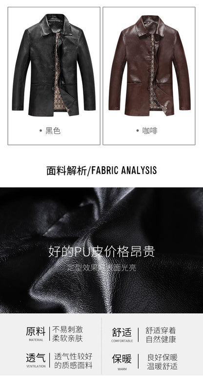 2025 Men's Soft PU Leather Jackets Business Office Coats Breathable Solid Male Faux Leather Jackets Warm Outerwear Plus Size 7XL