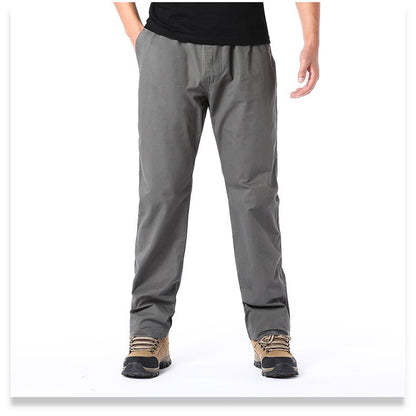 Calças Casuais Masculinas, Calça Cargo de Algodão para Primavera e Outono, Calça Esportiva Grande Plus Size, Calça Reta Solta Masculina com Cintura Elástica