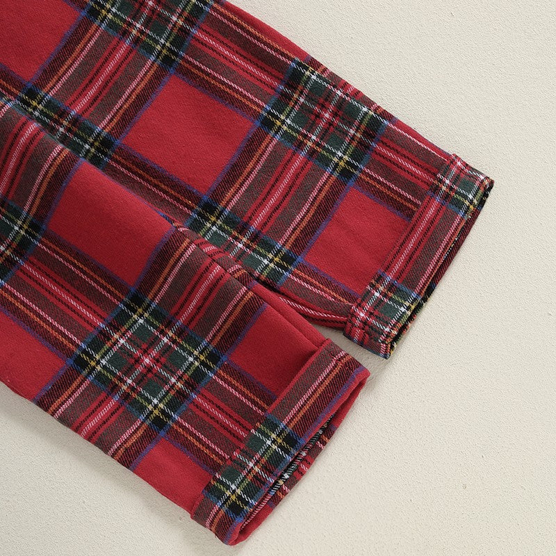 Baby Boy Gentleman Outfits Long Sleeve Lapel Romper + Plaid Suspender Pants + Bow Tie 3Pcs Sets Newborn Toddler Christmas Formal