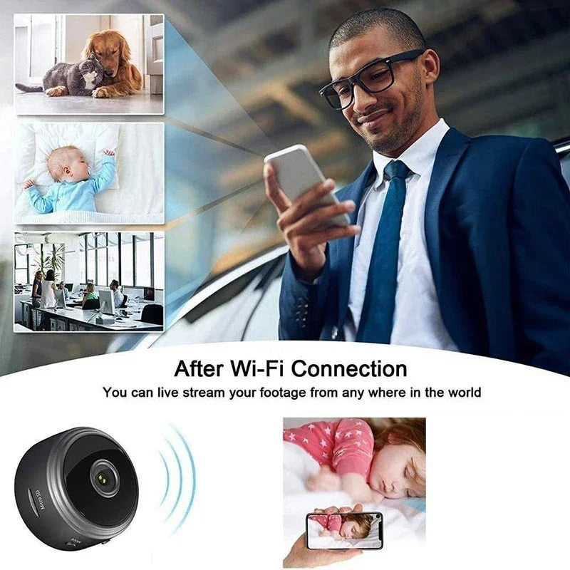 Mini Câmera WiFi A9 Câmera de Segurança para Monitoramento Doméstico Inteligente de Bebês e Animais de Estimação com Gravador de Vídeo Sem Fio